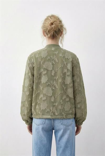 Kadın Fermuarlı Şifon Empirme Oversize Ceket 2913 60286024 - Çağla Yeşili