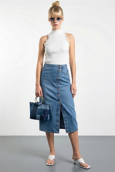 Kadın Fitilli Dantel Detaylı Halter Yaka Bluz 1082 60286070 - Beyaz