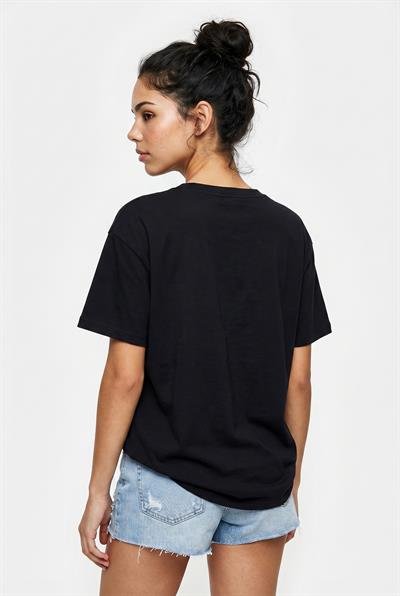 Kadın Good Day Baskılı Nakış Detaylı Relaxed Fit T-Shirt 7642 60286117 - Siyah