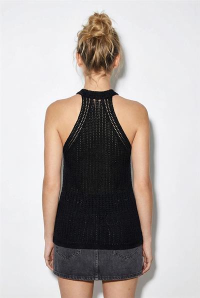 Kadın Halter Yaka Ajurlu Triko Bluz 60261508 - Siyah