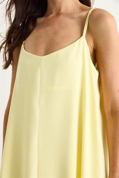Kadın İp Askılı Astarlı Dökümlü Rahat Yazlık Elbise 5247 60281074 - Limon Sarısı