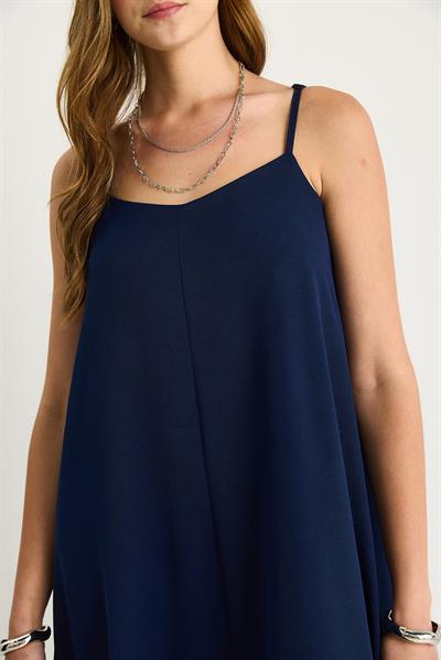 Kadın İp Askılı Astarlı Dökümlü Rahat Yazlık Elbise 5247 60281074 - Lacivert