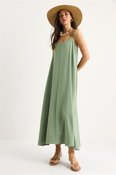 Kadın İp Askılı Astarlı Dökümlü Rahat Yazlık Elbise 5247 60281074 - Çağla Yeşili