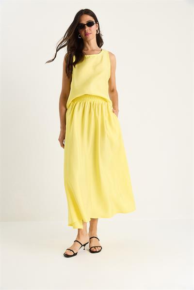 Kadın Kalın Askılı Bluz Beli Lastikli Etek Modal Takım 60283447 - Limon Sarısı