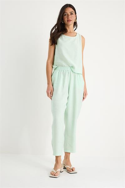 Kadın Kalın Askılı Bluz Beli Lastikli Pantolon Modal Takım 3089 60283231 - Su Yeşili