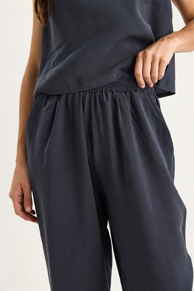 Kadın Kalın Askılı Bluz Beli Lastikli Pantolon Modal Takım 3089 60283231 - Füme