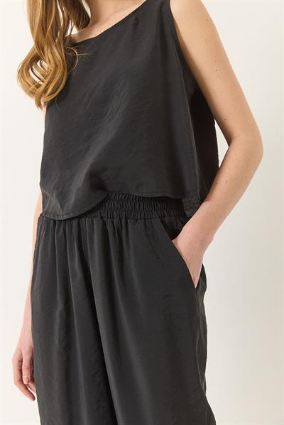 Kadın Kalın Askılı Bluz Beli Lastikli Pantolon Modal Takım 3089 60283231 - Siyah