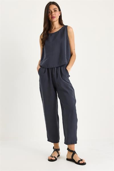 Kadın Kalın Askılı Bluz Beli Lastikli Pantolon Modal Takım 3089 60283231 - Füme