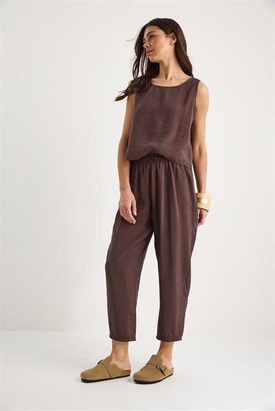 Kadın Kalın Askılı Bluz Beli Lastikli Pantolon Modal Takım 3089 60283231 - Acı Kahve