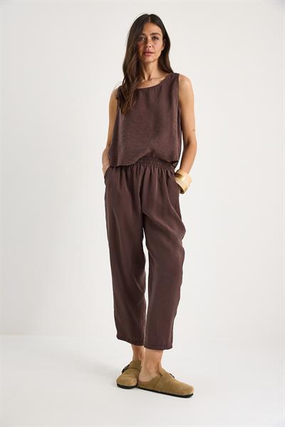 Kadın Kalın Askılı Bluz Beli Lastikli Pantolon Modal Takım 3089 60283231 - Acı Kahve