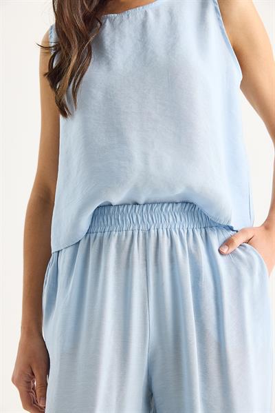 Kadın Kalın Askılı Bluz Beli Lastikli Pantolon Modal Takım 3089 60283231 - Bebe Mavisi