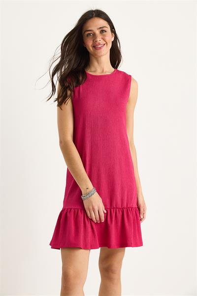 Kadın Kalın Askılı Rahat Kesim Volanlı Bürümcük Elbise 60283373 - Fuşya