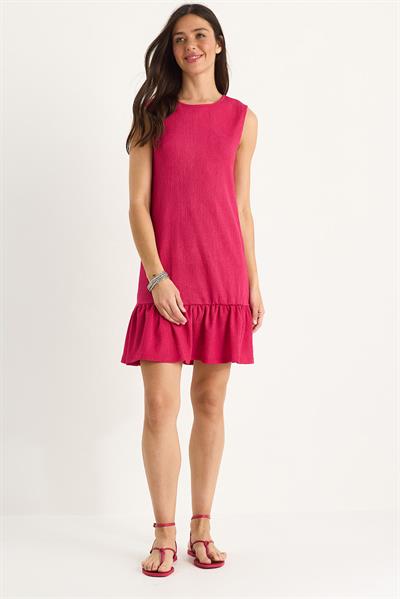 Kadın Kalın Askılı Rahat Kesim Volanlı Bürümcük Elbise 60283373 - Fuşya