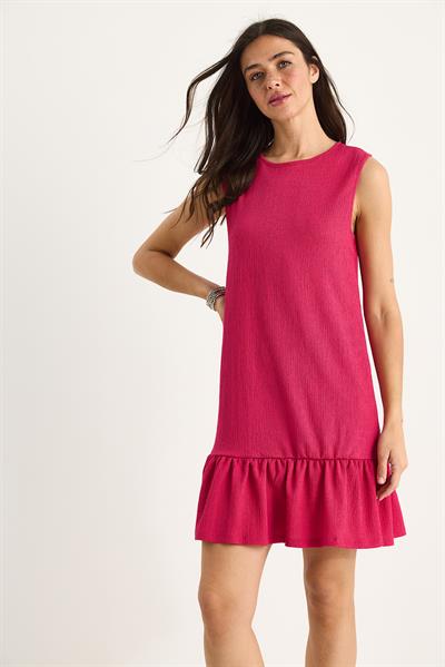 Kadın Kalın Askılı Rahat Kesim Volanlı Bürümcük Elbise 60283373 - Fuşya