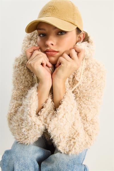 Kadın Kapüşonlu Astarlı Teddy Mont 2818 60281117 - Krem