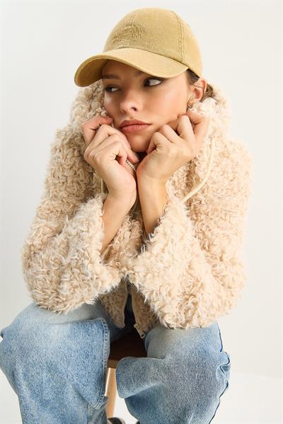 Kadın Kapüşonlu Astarlı Teddy Mont 2818 60281117 - Krem