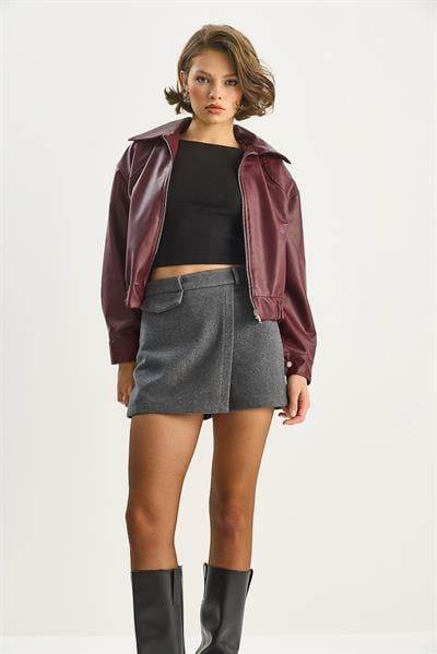 Kadın Kaşe Mini Şort Etek 60283617 - Antrasit