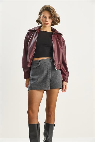 Kadın Kaşe Mini Şort Etek 60283618 - Antrasit