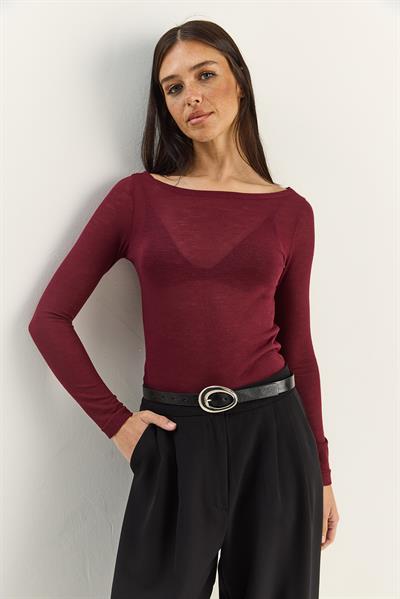 Kadın Kayık Yaka Modal Ultra Hafif Bluz 1010 60283864 - Bordo