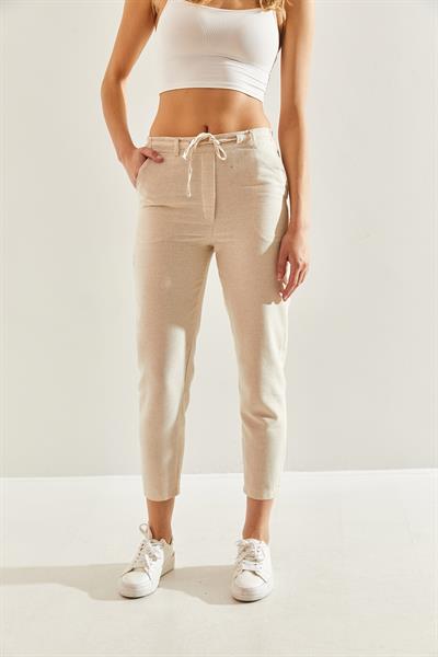 Kadın Keten Pantolon 60251107 - Bej