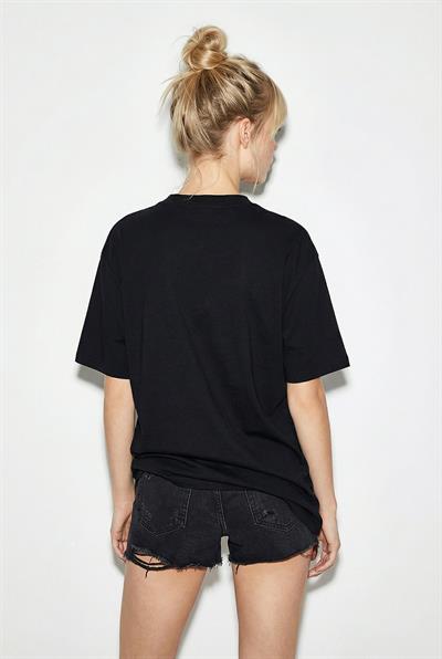 Kadın Köpek Nakışlı Taş İşlemeli Relaxed Fit %100 Pamuk T-Shirt 1077 60286067 - Siyah