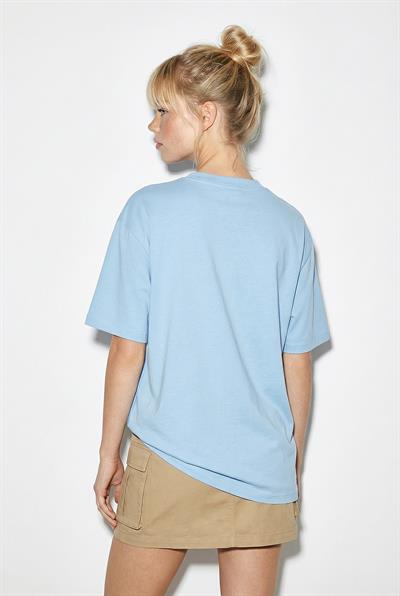 Kadın Köpek Nakışlı Taş İşlemeli Relaxed Fit %100 Pamuk T-Shirt 1077 60286067 - Bebe Mavisi