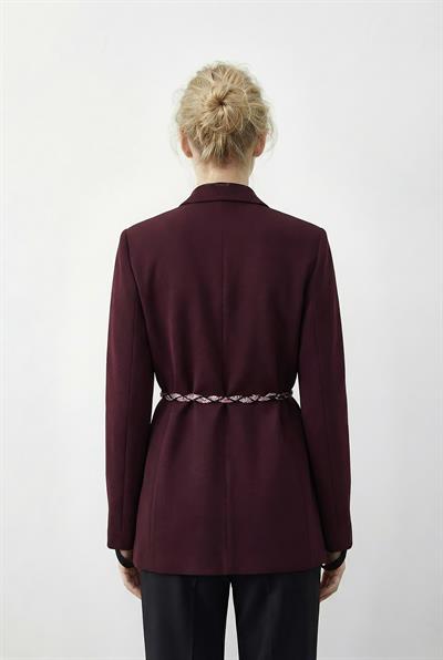 Kadın Kruvaze Yaka Fular Kemerli Kadın Blazer Ceket 8014 60283988 - Bordo