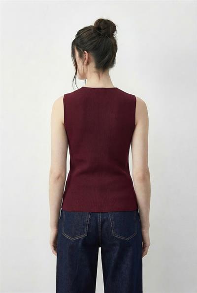 Kadın Kruvaze Yaka Gold Toka Detaylı Bluz 2303 60283993 - Bordo