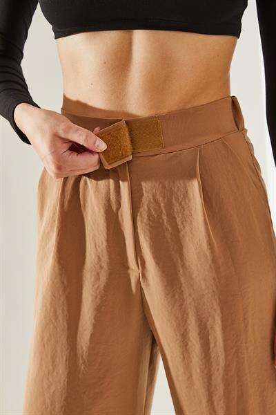 Kadın Lastikli Cırtlı Pantolon 60251191 - Taba