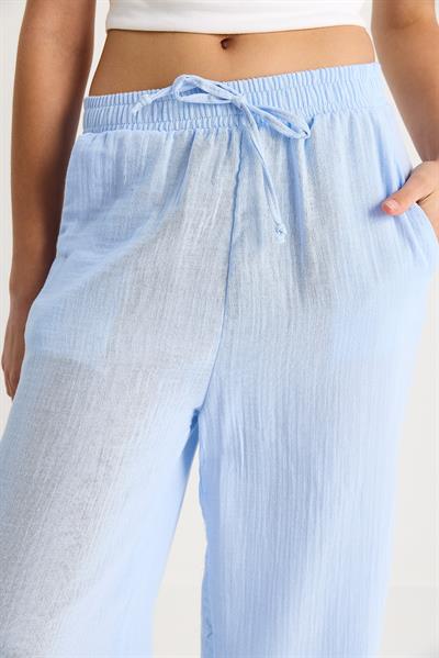 Kadın Müslin Palazzo Pantolon 60282020 - Bebe Mavisi