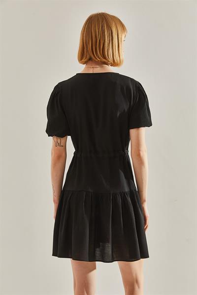Kadın Önden Bağcıklı Tamara Mini Elbise 60251076 - Siyah