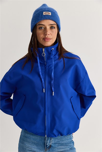 Kadın Oversize Dik Yaka Fermuarlı Bomber Ceket 2854 60286591 - Saks