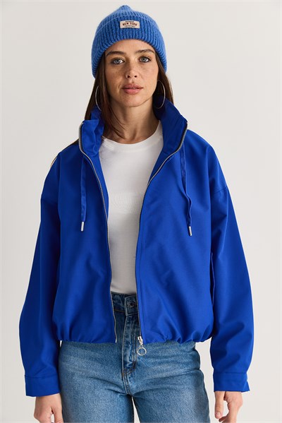 Kadın Oversize Dik Yaka Fermuarlı Bomber Ceket 2854 60286591 - Saks