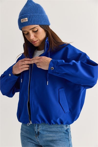 Kadın Oversize Dik Yaka Fermuarlı Bomber Ceket 2854 60286591 - Saks