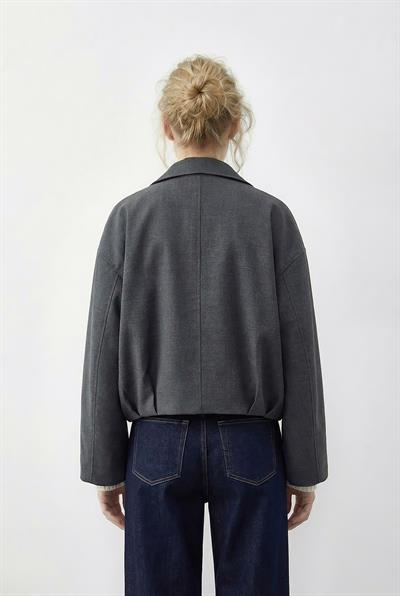 Kadın Oversize Kemer Detaylı Fermuarlı Astarlı Bomber Ceket 2911 60286013 - Antrasit