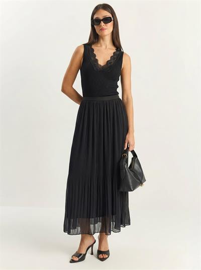 Kadın Piliseli Maxi Boy Astarlı Tül Etek 0928 60283946 - Siyah