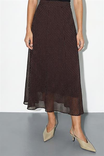 Kadın Puantiyeli Transparan Bluzlu Astarlı Etekli Alt-Üst Takım 8095 60286062 - Acı Kahve