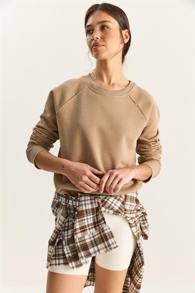 Kadın Reglan Kol Oversize Sweatshirt 60283859 - Vizon