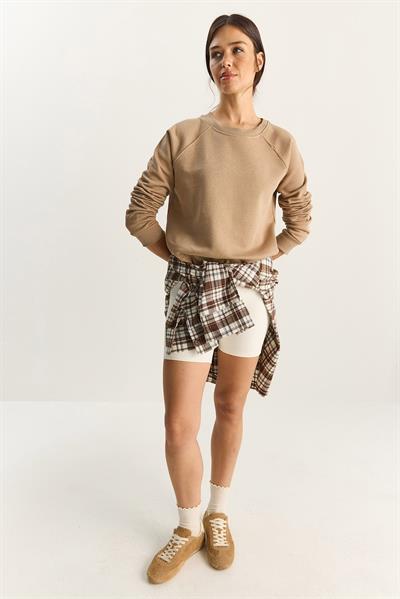 Kadın Reglan Kol Oversize Sweatshirt 60283859 - Vizon
