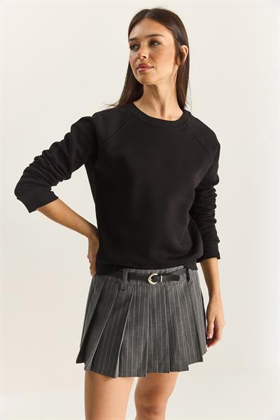 Kadın Reglan Kol Oversize Sweatshirt 60283859 - Siyah
