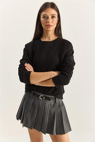 Kadın Reglan Kol Oversize Sweatshirt 60283859 - Siyah