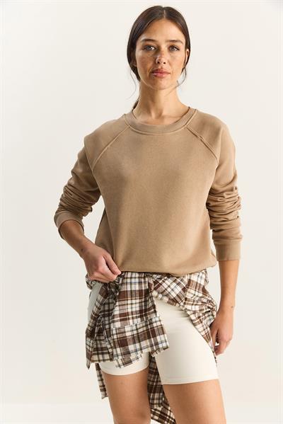 Kadın Reglan Kol Oversize Sweatshirt 60283859 - Vizon