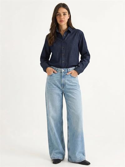 Kadın Regular Fit Denim Gömlek 7513 60283940 - Lacivert