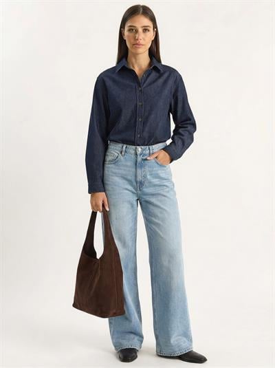 Kadın Regular Fit Denim Gömlek 7513 60283940 - Lacivert