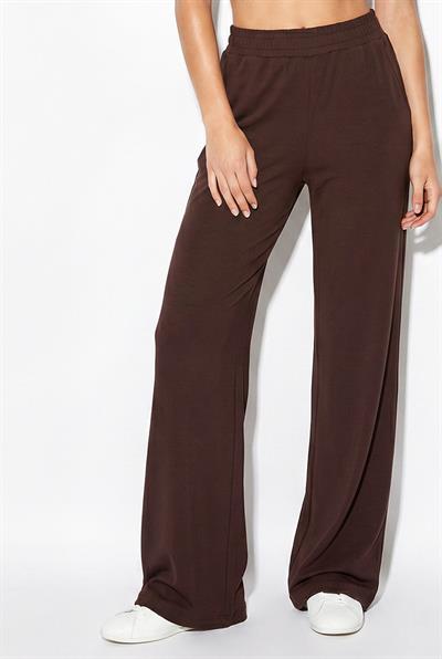Kadın Şal Detaylı Uzun Kollu Basic T-Shirt Beli Lastikli Bol Pantolon Alt-Üst Modal Takım 4126 60286249 - Acı Kahve