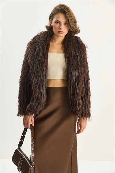 Kadın Şal Yaka Astarlı Premium Kürt Ceket 2779 60283536 - Acı Kahve