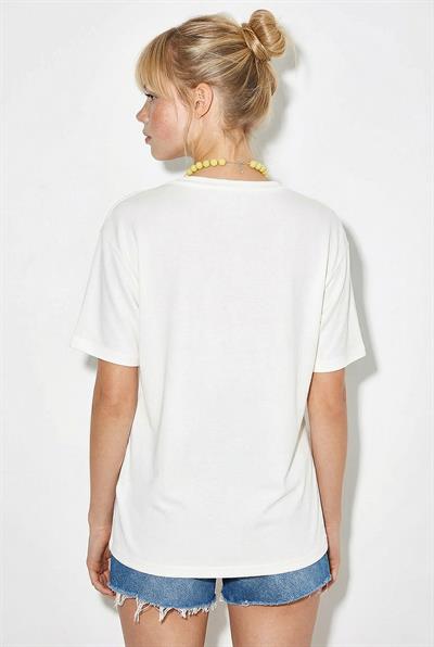 Kadın Scooter Baskılı Kısa Kollu Bisiklet Yaka Regular T-Shirt 3098 60283072 - Beyaz