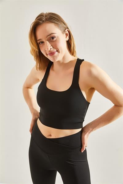 Kadın Sporcu Crop Atlet 60251252 - Siyah