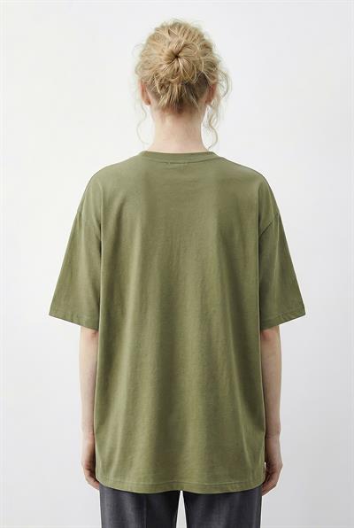 Kadın Taş Detaylı Leopar Baskılı Bisiklet Yaka Rahat Kalıp T-Shirt 2200 60283970 - Fıstık Yeşili