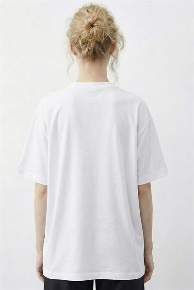 Kadın Taş Detaylı Leopar Baskılı Bisiklet Yaka Rahat Kalıp T-Shirt 2200 60283970 - Beyaz